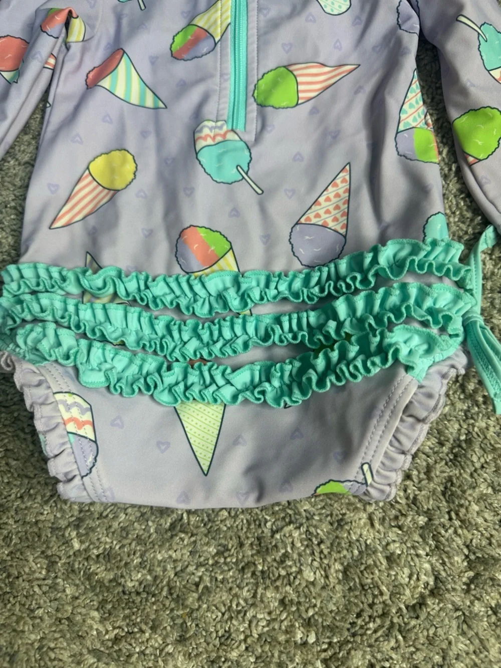 Rufflebutts SNOW CONES LONG SLEEVE ONE PIECE RASH GUARD swimsuit 6-12 mo purple